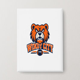 Windy City Football Angry Bear Mascot Sports Fan A 缶バッジ