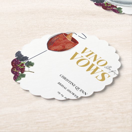 WiNeテイスティングブライダルシャワー ペーパーコースター (アングル)