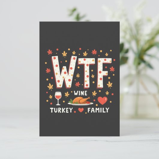 WIneトルコ家族の感謝祭おもしろい サンキューカード (スタンド正面)