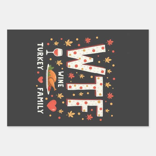 WIneトルコ家族の感謝祭おもしろい ラッピングペーパーシート (正面)