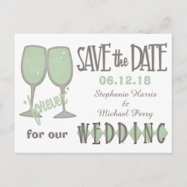 Wine お洒落 Glasses Save the Date 結婚's 案内ポストカード