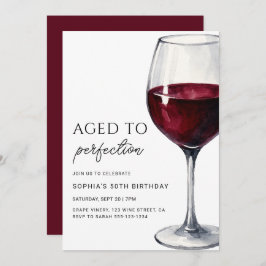 Wine Aged To Perfection Adult Birthday Party 招待状