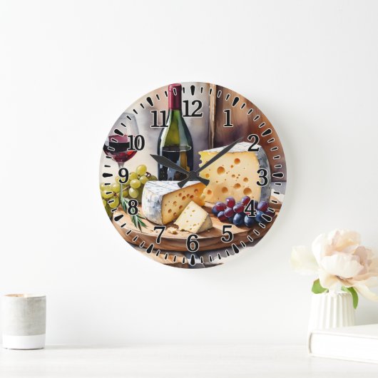 Wine and Cheese  ラージ壁時計 (ホーム)