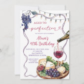 Wine and Cheese Aged to Perfection Birthday 招待状 (正面)