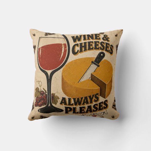 Wine and Cheese Always Pleases Rustic Kitchen クッション (裏面)