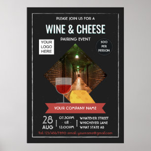 Wine And Cheese Pairing Event add photo and logo ポスター