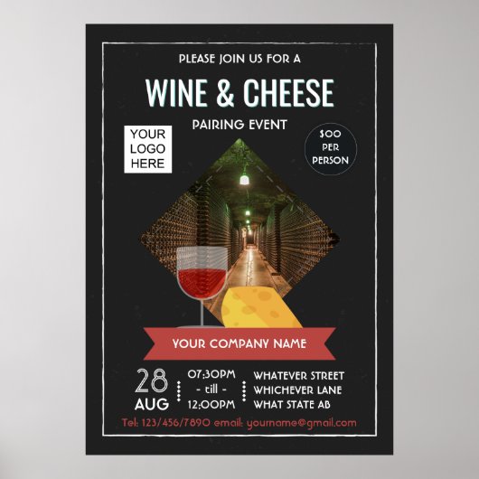 Wine And Cheese Pairing Event add photo and logo ポスター (正面)