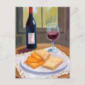 Wine and Cheese | Watercolor Painting ポストカード (正面)