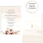 Wine and Cream Boho Flowers Orthodox Baptism       招待状