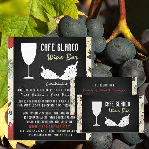Wine And Grapes, Floral Chalkboard Wine Bar/Winery チラシ