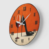 Wine and High Heels Modern Wall Art ラージ壁時計 (傾斜)