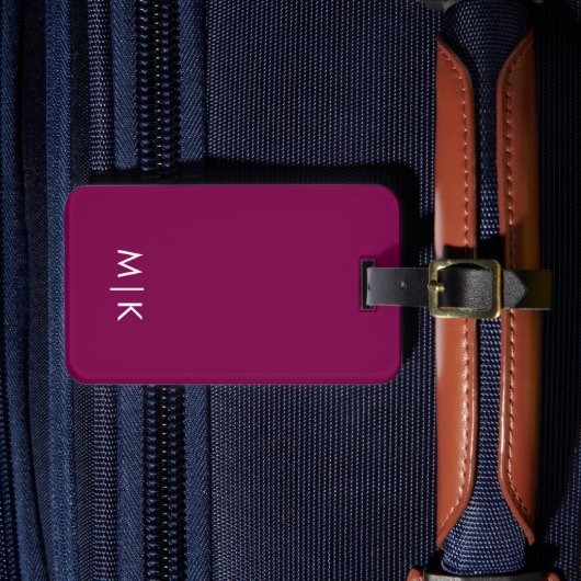 Wine and White Modern Monogram ラゲッジタグ (正面インサイチュ4)