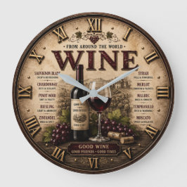 Wine Around the World Rustic Vineyard ラージ壁時計