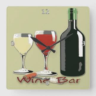 Wine Bar - Wine Square Wall Clock スクエア壁時計
