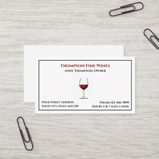Wine Bar Winery Bartender Business Card 名刺 (正面/裏面インサイチュ)