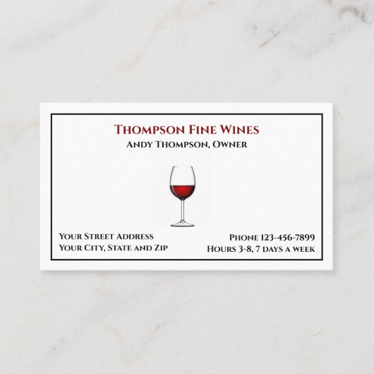 Wine Bar Winery Bartender Business Card 名刺 (正面)