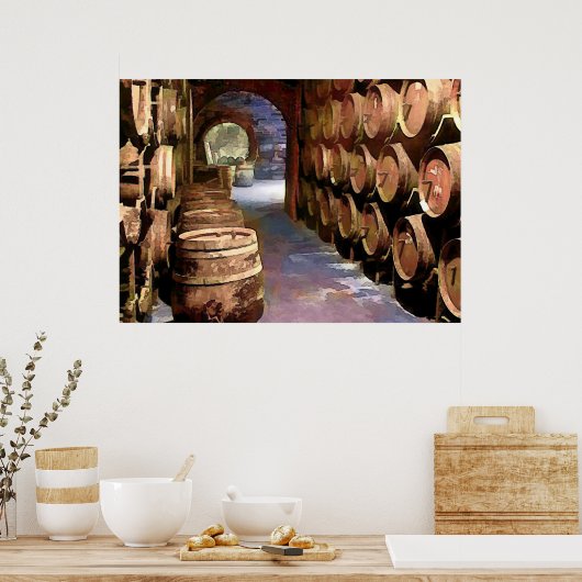 Wine Barrels in the Wine Cellar ポスター (キッチン)
