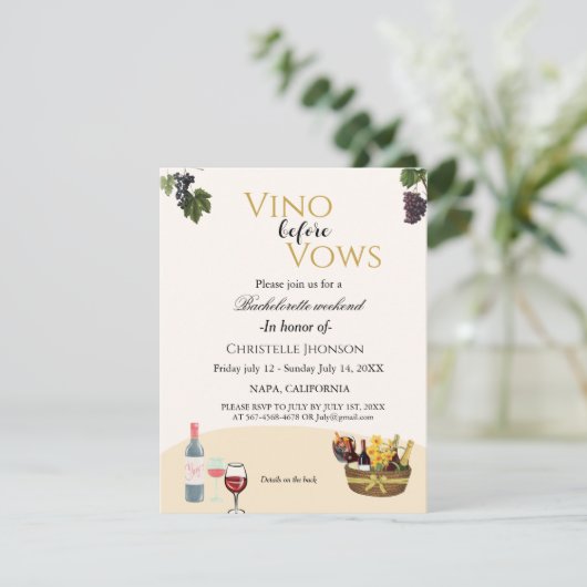Wine before vows Bachelorette weekend invitation 招待状 (スタンド正面)
