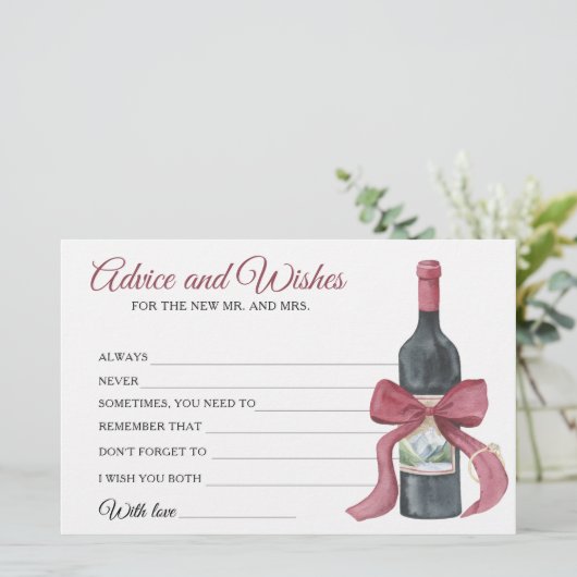 Wine before vows Bridal Shower Advice and Wishes 便箋 (スタンド正面)