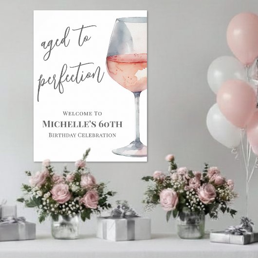 Wine Birthday Party Welcome Sign ポスター