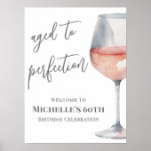 Wine Birthday Party Welcome Sign ポスター (正面)