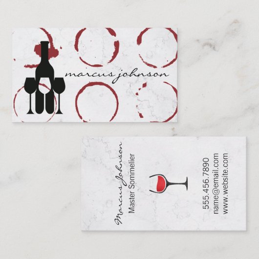 Wine Bottle and Glasses | Wine Stain 名刺 (正面/裏面)