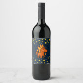 Wine Bottle Label with a red horses ワインラベル (正面)