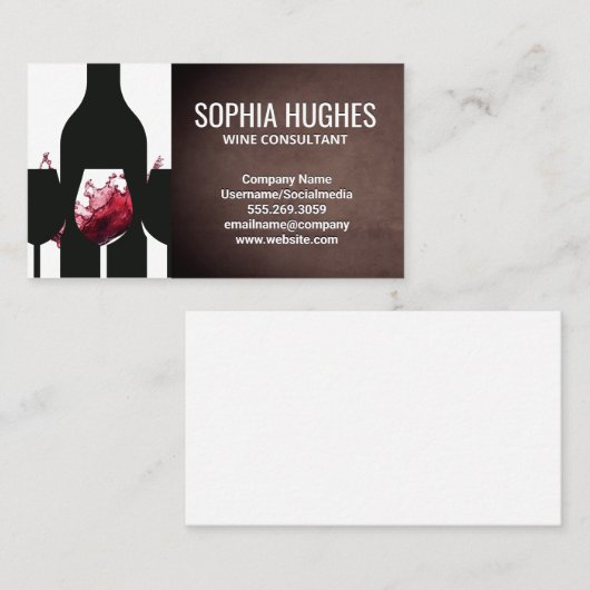 Wine Bottle Silhouette | Wine Splash 名刺 (正面/裏面)