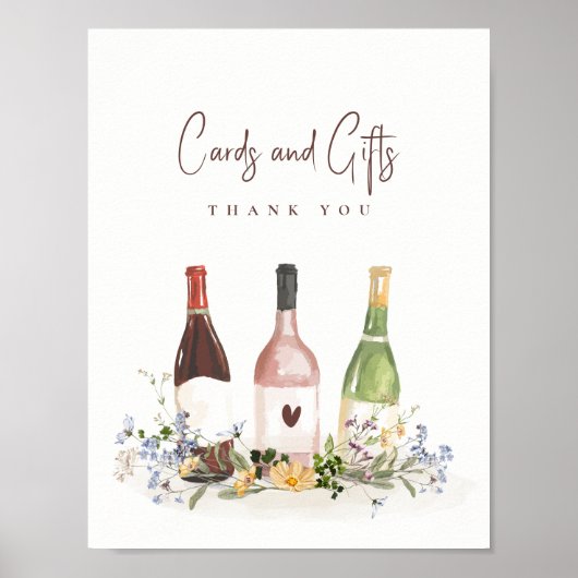 Wine Bottles Cards & Gifts Sign Bridal Shower ポスター (正面)