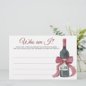 Wine & Bow Bridal shower Who am I game 便箋 (スタンド正面)