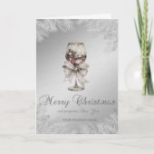 Wine Bow Christmas Tree Branches Silver Corporate シーズンカード (正面)