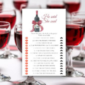 Wine Bridal shower He said she said game