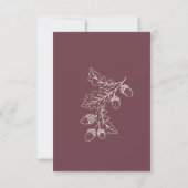 Wine Burgundy Leaf Acorn Fall Minimalist Wedding セーブザデート (裏面)