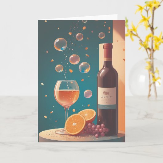 Wine Cellar Birthday Shine カード (黄色い花)