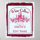 Wine Cellar Sign Edit Name change text ポスター (正面)