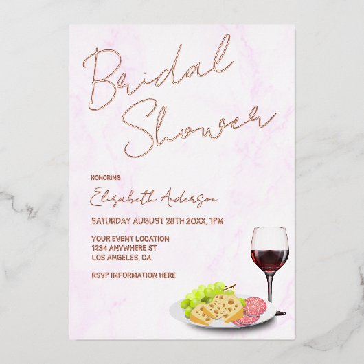 Wine & Charcuterie Bridal Shower 箔招待状 (正面)