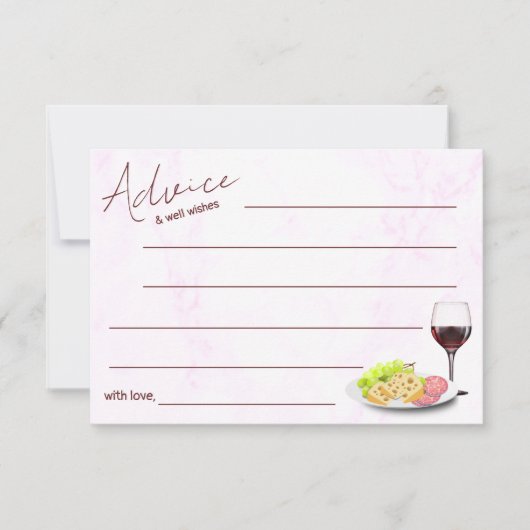 Wine & Charcuterie Bridal Shower Advice Card (正面)