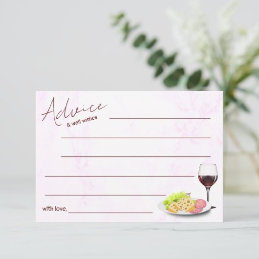 Wine & Charcuterie Bridal Shower Advice Card (スタンド正面)
