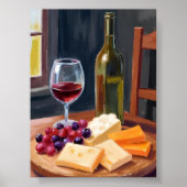 Wine & Cheese | Oil Painting ポスター (正面)