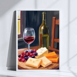 Wine & Cheese | Oil Painting ポスター