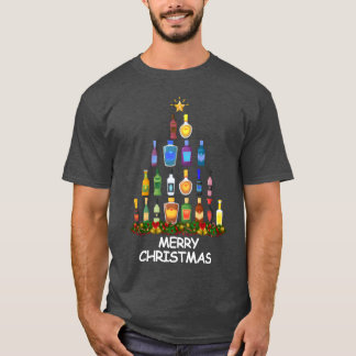 Wine Christmasree Merry Christmas friends Tシャツ