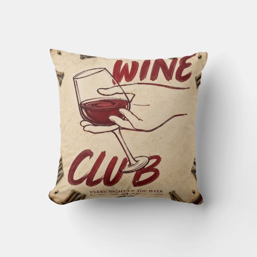 Wine Club Rustic Vineyard Kitchen Home Bar クッション (正面)