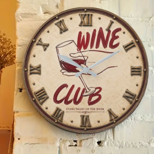 Wine Club Rustic Vineyard Kitchen Home Bar ラージ壁時計