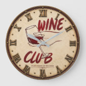 Wine Club Rustic Vineyard Kitchen Home Bar ラージ壁時計 (正面)