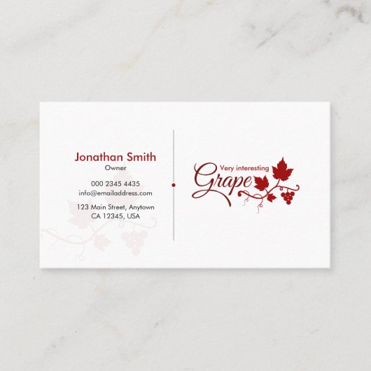 Wine Company, Grape wine suppliers, Wine 名刺 (正面)