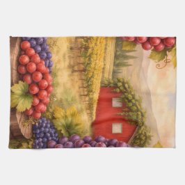 Wine Country Harvest Grapes Tea Towel – Vineyard  キッチンタオル