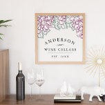 Wine Country | Personalized Home Wine Cellar Print ポスター<br><div class="desc">Upgrade your vino experience with this personalized art print featuring an arbor of grapes and grape leaves in a rustic vintage etched style. Personalize with your family name,  "wine cellars" and year established. A unique and thoughtful gift for newlyweds,  new homeowners and any wine lover!</div>