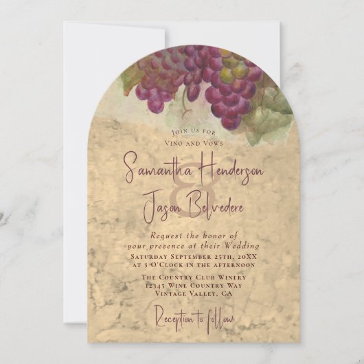Wine Country Wedding Elegant Vineyard Watercolor 招待状 (正面)