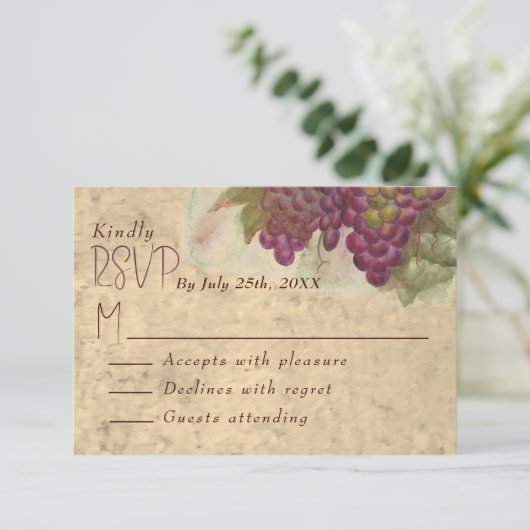 Wine Country Wedding Rustic Elegant RSVP Card (スタンド正面)