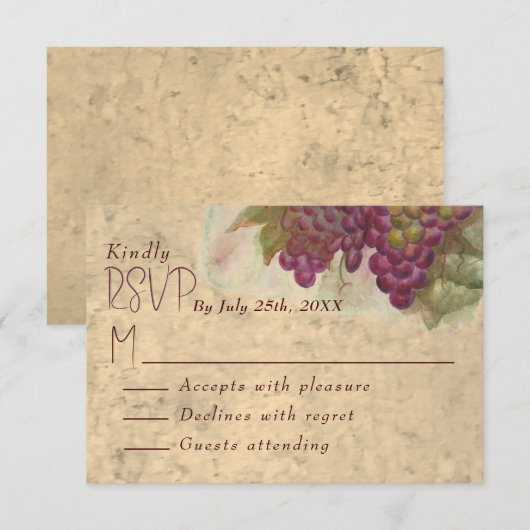 Wine Country Wedding Rustic Elegant RSVP Card (正面/裏面)